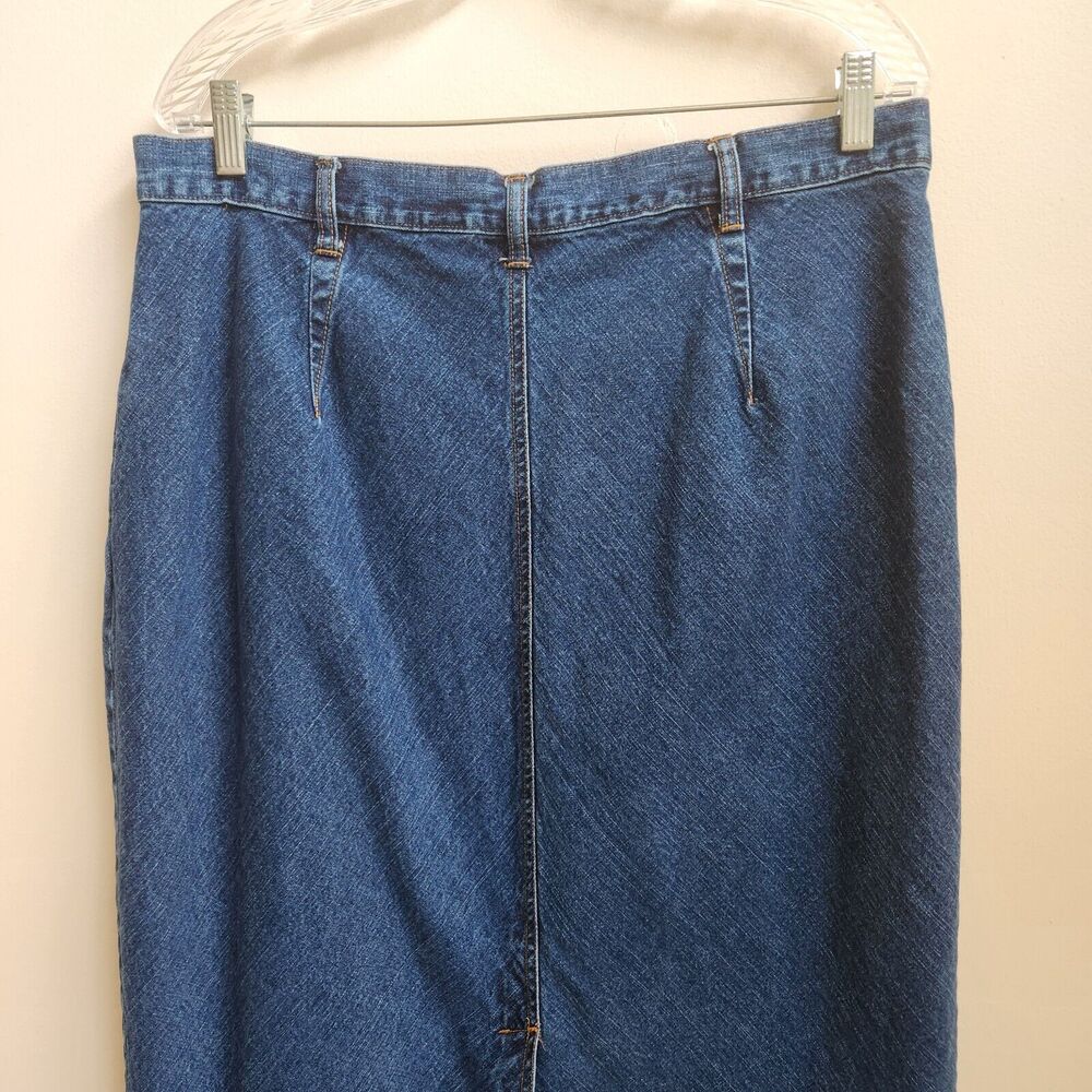 Bill Blass Jean Skirt Women 14 Blue Denim Back Slit Maxi Retro Grunge Casual Y2K - Picture 6 of 15